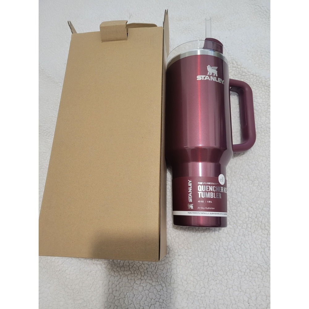 NIB Stanley + e.l.f.  Ltd. Ed Quencher H2.0 FlowState Tumbler Burgundy Red 40oz